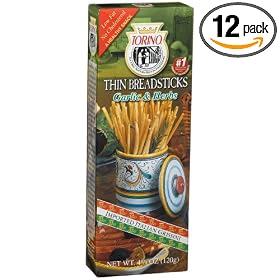 Torino Garlic & Herb Thin Breadsticks, 4.25-Ounce Boxes (Pack of 12)