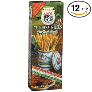 Torino Garlic and Herb Thin Breadsticks, 4.25-Ounce Boxes (Pack of 12) by Torino