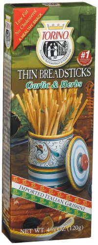 Torino Garlic & Herb Thin Breadsticks, 4.25-Ounce Boxes (Pack of 12)