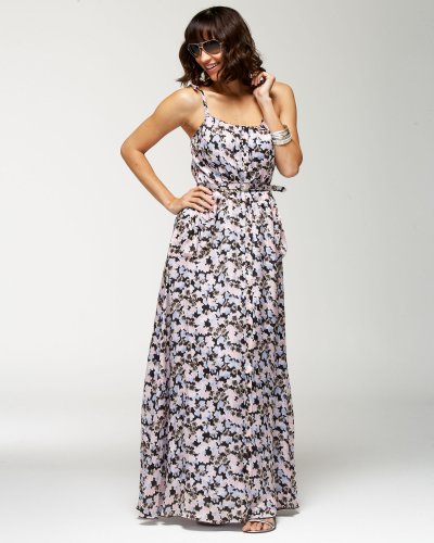 bebe Spring Floral Silk Maxi Dress