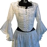 Kleidung / Mittelalter / Bluse / Spitzenbluse mit Glockenarm / weiß, S