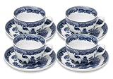 HIC Blue Willow Cup and Saucer, Set of 4