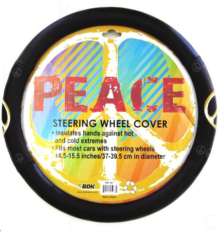 Comfort Grip Steering Wheel Cover – Peace Sign Symbol Yellow