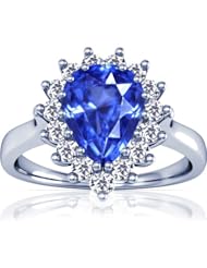 Platinum Pear Cut Blue Sapphire Ring With Sidestones (GIA Certificate)