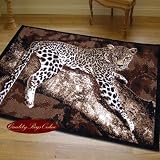 Large Modern Animal Print Out Of Africa Leopard Print Rug 1.15m x 1.6m (4' x 5'3 Approx)