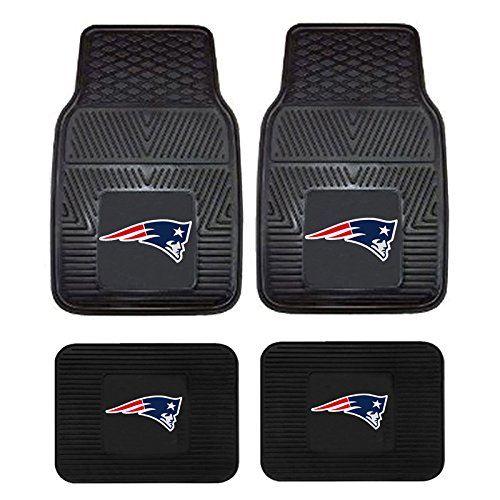 NFL New England Patriots Car Floor Mats Heavy Duty 4-Piece Vinyl - Front and Rear