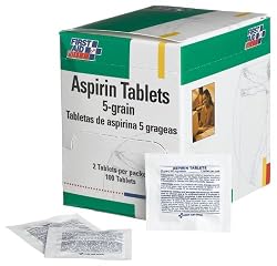 First Aid Only Aspirin, 5 Grain, Tablets, 50 2-packs, 100-Count Boxes (Pack of 6)