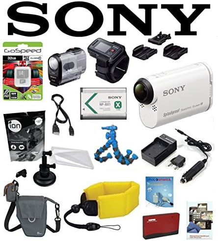 Sony AS200V/R + Live View Remote Kit HDRAS200VRW HDRAS200VR/W AS200 Video Handycam Camcorder w/ iON Suction Mount Pack, 32GB, Battery, Flexpod, LowePro Case, Floating Strap, Accessory Kit