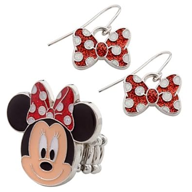 Cheap Girls Jewelry Minnie Mouse Ring and Earrings Set For Sale
