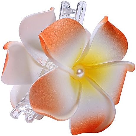 OUYAD 6CM Plumeria Foam Flower Hair Claw With Pearl Orange Color