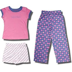 Calvin Klein 3 Piece Pink and Purple Pajamas for Girls