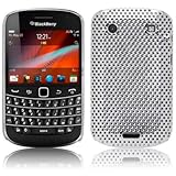 BLACKBERRY BOLD 9930 MESH HARD CASE - SILVER CHROME, WITH QUBITS-BRANDED MI ....