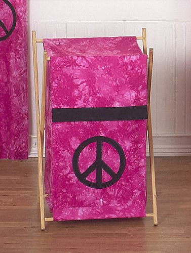 Baby and Kids Clothes Laundry Hamper for Pink Groovy Peace Sign Tie Dye Bedding