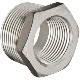 304 Stainless Steel Cast Pipe Fitting, Hex Bushing, MSS SP-114, 3/4" NPT Male X 1/4" NPT Female