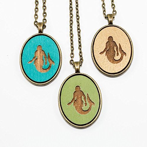 Oval Cameo Pendant Featuring Laser Etched Mermaid Design