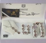  : QBOS Ladies Opal Stone Watch,Bracelet ,Earrings,Ring and Chain with Pendant (...