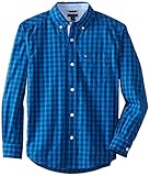 Tommy Hilfiger Big Boys' Long Sleeve Keenan Stripe, Blue Jean, X-Large