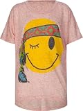 FULL TILT Happy Face Feather Girls Hi Low Tee