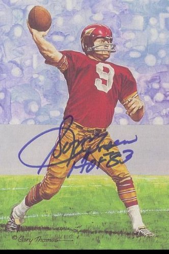 Sonny Jurgensen Autographed/Hand Signed Goal Line Art Card with HOF 83 Inscription