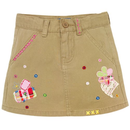 Buy patched khaki skort