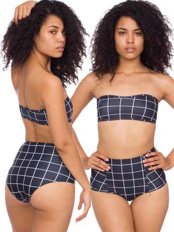American Apparel Patterned Polyester Spandex High-Waist Swim Brief Medium-multi-colored