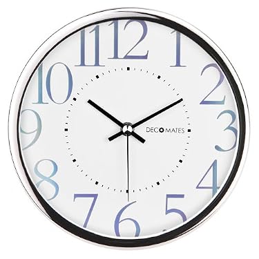DecoMates Non-Ticking Silent Wall Clock - Metallic Shimmer (White)