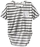 Pinc Premium Girls 7-16 Short Sleeve Dolman, Black Stripe, Large