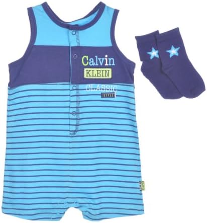 Calvin Klein Baby-Boys Infant Stripes Romper with Socks