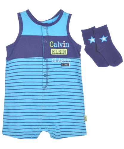 Calvin Klein Baby-Boys Infant Stripes Romper with Socks