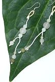 Rose Quartz Beads Earrings with Colorful Radiant Jade Beads Made with White Cord