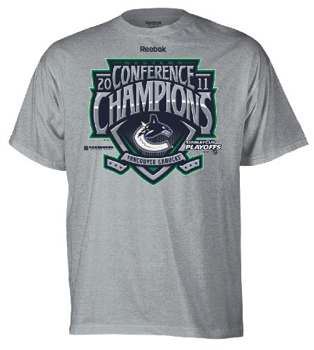 NHL Men's Vancouver Canucks Stanley Cup 2011 Conference Championship Excel Tee Shirt (ATHLETIC GREY, MEDIUM)