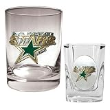 NHL Dallas Stars Rocks Glass & Square Shot Glass Set - Primary Logo