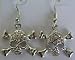Austrian Crystal Skull and Crossbone Dangle Earrings