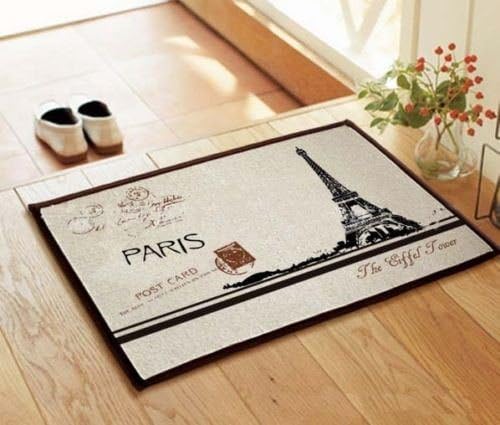Retro Style Paris Eiffel Tower Home Floor Mat Rug Door Bath Mat Soft Absorbent 50*80cm.