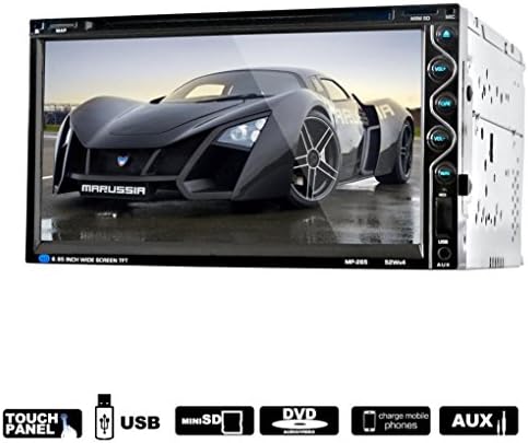 Pacoco 7" HD In Dash 2 Din Touch Screen Car Stereo CD DVD Player Bluetooth USB SD AM FM TV Radio Reciver Steering Wheel Control Function Support AV Input/Output and Rear View Camera