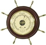Nautical Weather Barometer Ships Wheel in Deep Cherry by West and Company