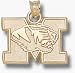 Missouri Tigers New M with Tiger Head 1/2 Pendant - 14KT Gold Jewelry