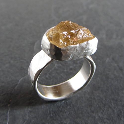 Sterling silver and raw citrine ring // size 7