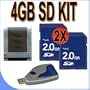 TWO 2GB SD (Micro SD With SD Adapter) Secure Digital Memory Cards BigVALUEInc Accessory Saver Bundle + USB SD Card Reader for Fuji / Fujifilm Finepix Digital Cameras + MORE!