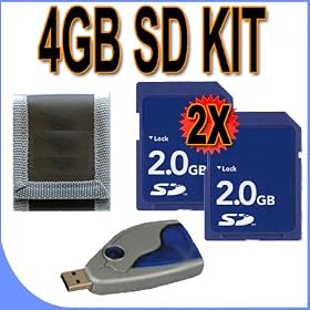 TWO 2GB SD Secure Digital Memory Cards BigVALUEInc Accessory Saver Bundle + USB SD Card Reader + MORE for Pentax Optio Digital Cameras