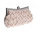 Afibi Womens Wedding Evening Bridal Bridesmaid Clutch Jeweled Pleated Cocktail Party Handbag (Champagne)