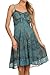 Sakkas Lacey Stonewashed Embroidered Silver Threaded Spaghetti Strap Dress