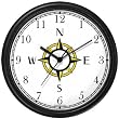Navigational Compass Nautical Theme Wall Clock by WatchBuddy Timepieces (Slate Blue Frame)