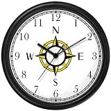 Navigational Compass Nautical Theme Wall Clock by WatchBuddy Timepieces (Slate Blue Frame)