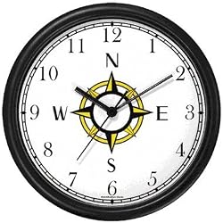 Navigational Compass Nautical Theme Wall Clock by WatchBuddy Timepieces (Slate Blue Frame)
