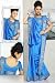 Island Blue Art Silk Saree Sari fabric India Golden Border