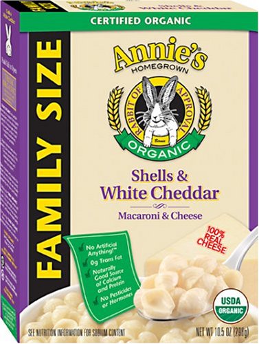 Annie's Homegrown Organic Family-Size Shells & White Cheddar Mac & Cheese, 10.5-Ounce Boxes (Pack of 6)