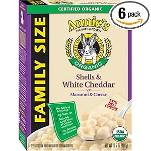 Annie's Homegrown Organic Family-Size Shells and White Cheddar Mac and Cheese, 10.5-Ounce... by Annie's Homegrown