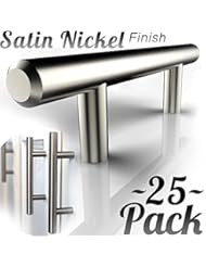Home Improvement: 25pc SOLID Stainless Steel, Bar Handle Pull: 3" Hole Center / Fine-Brushed Satin Nickel Finish / Kitchen Cabinet Hardware / Dresser Drawer Handles By: Alpine Hardware - Alpine Hardware