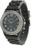 Geneva Platinum CZ Accented Silicone Link Watch, Large Face